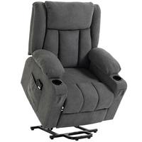 RELAXSESSEL Frottee Dunkelgrau - Dunkelgrau/Schwarz, Holzwerkstoff/Textil (90/110/94cm) - HOMCOM