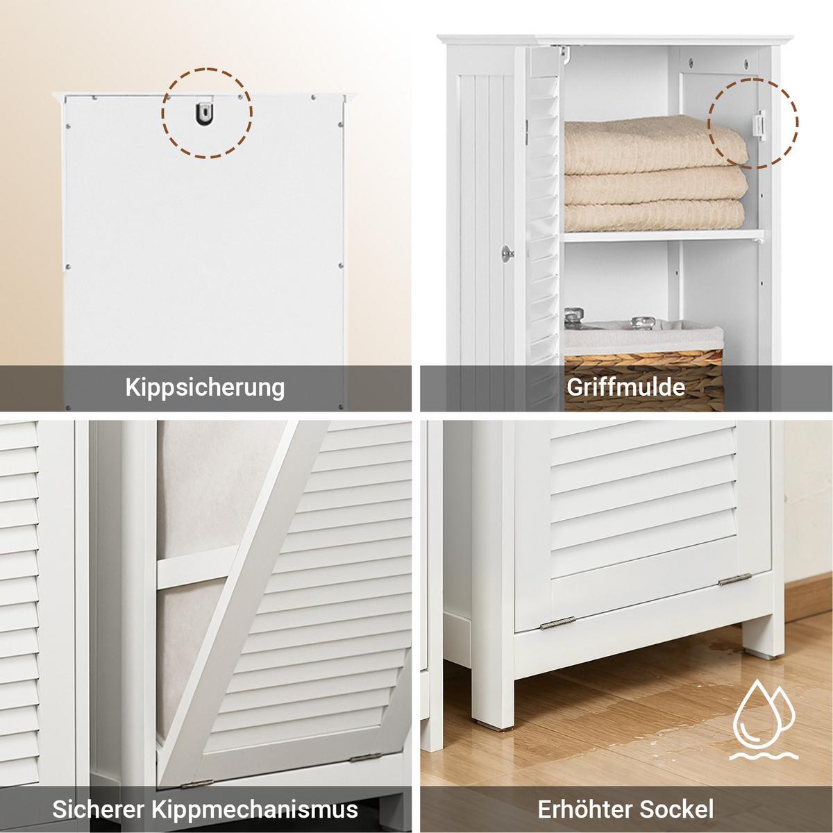 HOCHSCHRANK mit Wäschesack - Weiß, Holz/Holzwerkstoff (40/170/38cm) - SoBuy