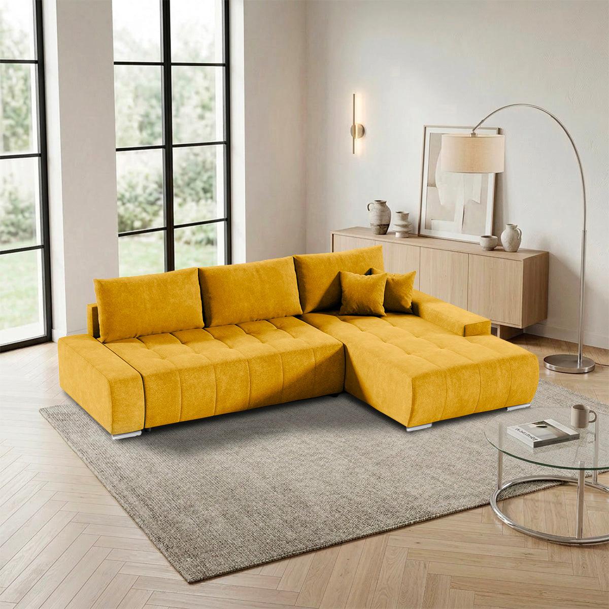 ECKSOFA Jonas 4 Sitzplätze Gelb - Gelb, Holzwerkstoff (265/185cm) - Petits-meubles