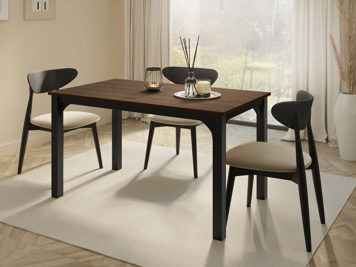 ESSTISCH Focus 140 - Nussbaumfarben/Schwarz, Holzwerkstoff/Metall (80/140/76cm) - MIRJAN24