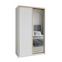 SCHWEBETÜRENSCHRANK TAVI 120/205/60 cm 2-türig mit Spiegel Weiß - Weiß, Holzwerkstoff (120/205/60cm) - MASSENO