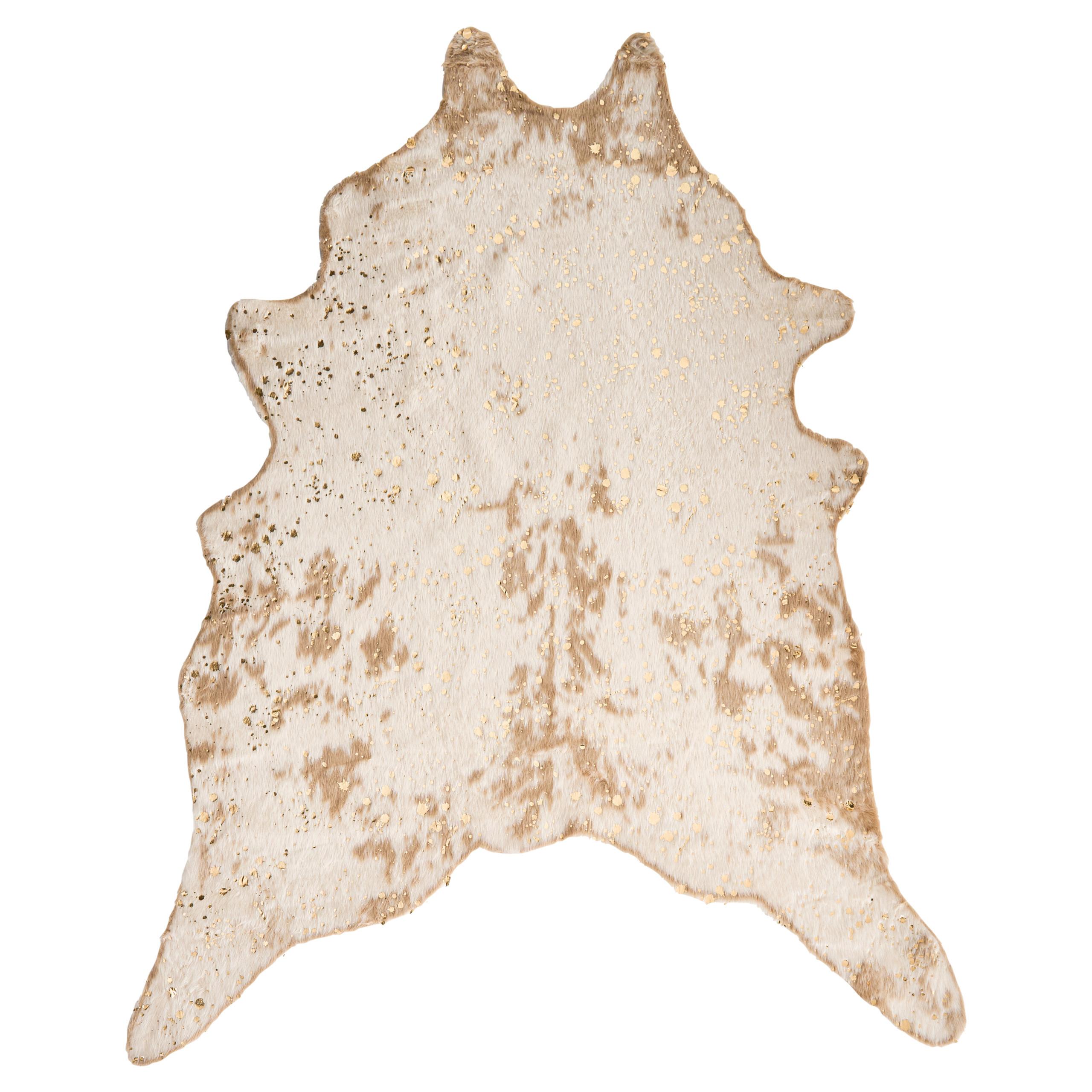 KUHFELL-TEPPICH Bogong Hellbeige 170/130 cm - Beige/Goldfarben, Textil (130/170cm) - Beliani