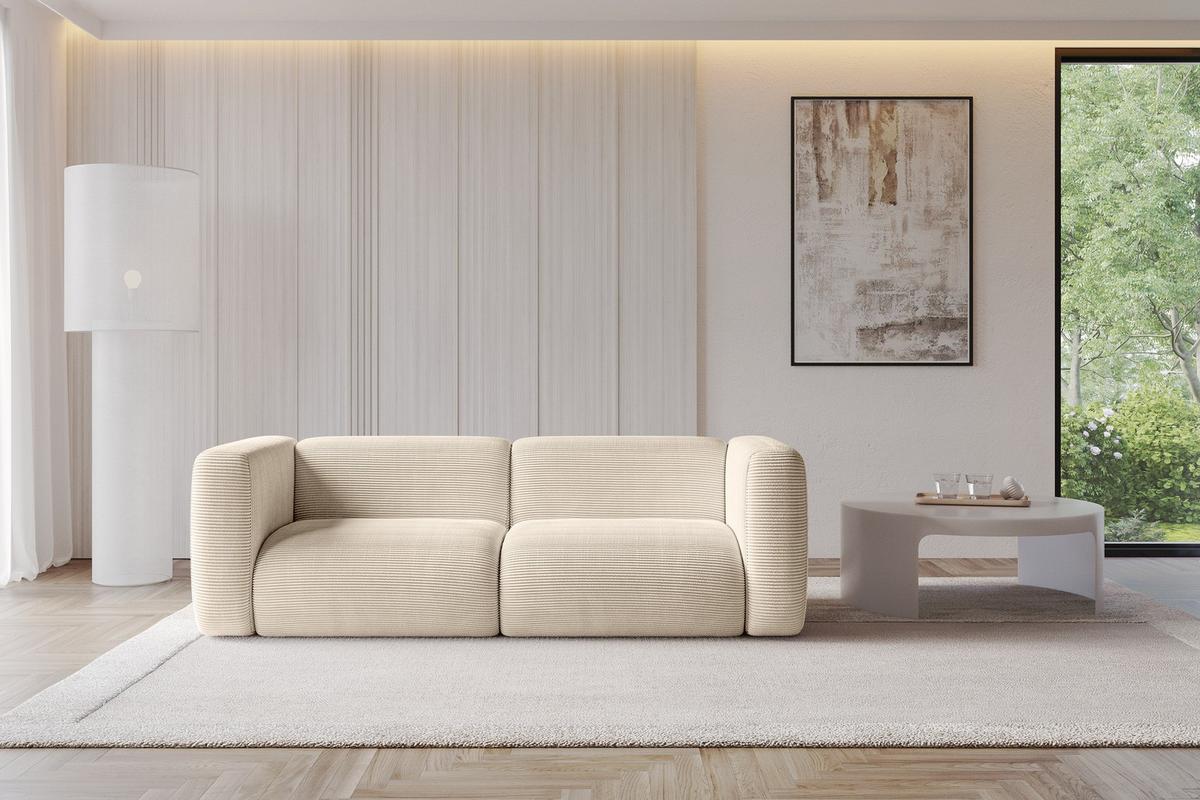 MODULARES Sofa 2-SITZER MIRA-S1 228x89x70 Beige cm Cord - Sandfarben/Beige, Holzwerkstoff/Kunststoff (228/70/89cm) - ALTDECOR
