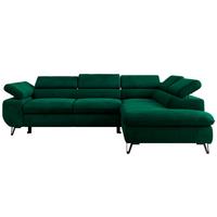 ECKSOFA PABLO L Dunkelgrün Velvet - Rechts Seite - Dunkelgrün/Schwarz, Textil/Metall (273/208cm) - MKS