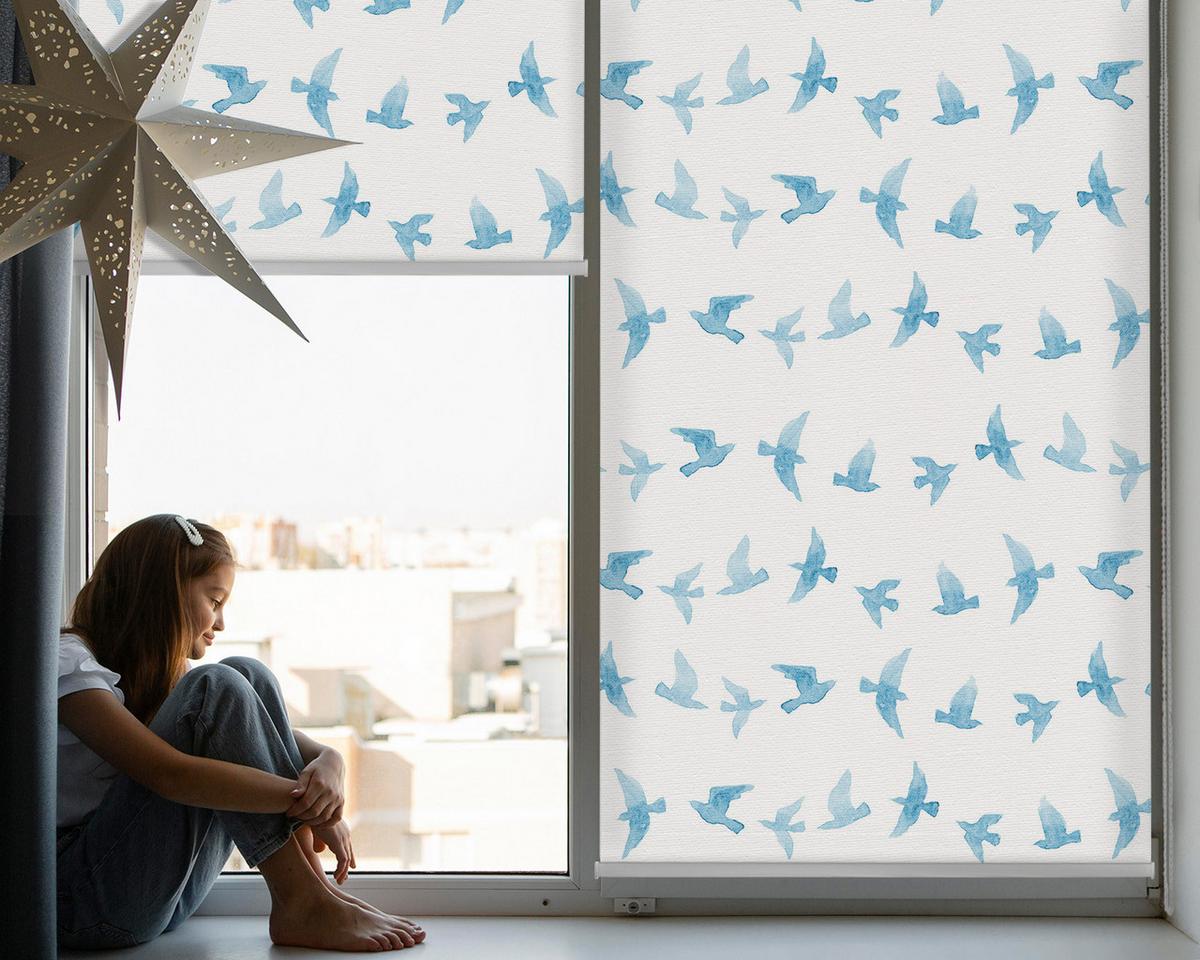 INNENROLLO - Fensterrollo - Rollo - 90x180 cm - Blaumeisen - Blau, Kunststoff (90/180/0.5cm) - TULUP