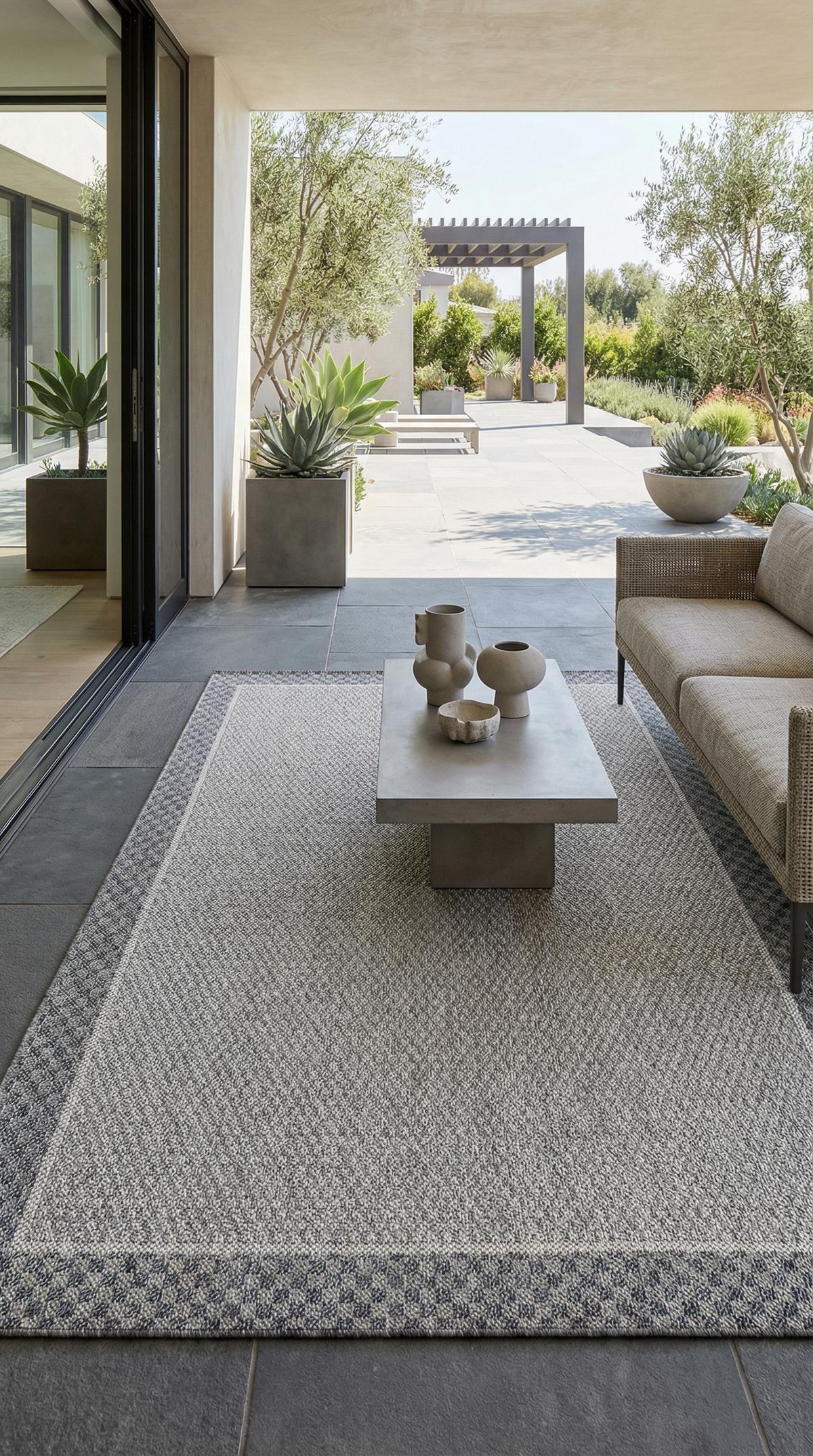 TEPPICH Outdoor LIRIA in Creme, mit Bordüre, aus Polypropylen, 120 x 170 cm - Beige, Textil (170/120cm) - KADIMA DESIGN