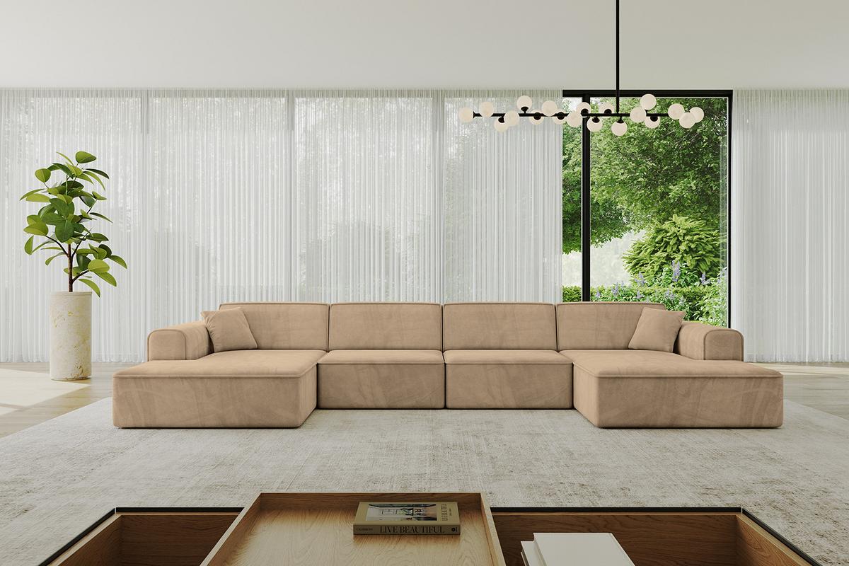 WOHNLANDSCHAFT IREA-U2-v3 - 388x171x79 cm Beige - Beige, Holzwerkstoff/Textil (388/79/171cm) - ALTDECOR
