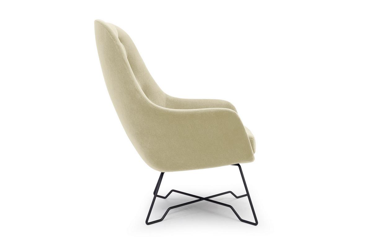 SESSEL SEDUTA, Modern Polstersessel Loungesessel, Velours-Stoff Creme - Creme, Holz/Metall (72.5/101.5/83cm) - MASSENO
