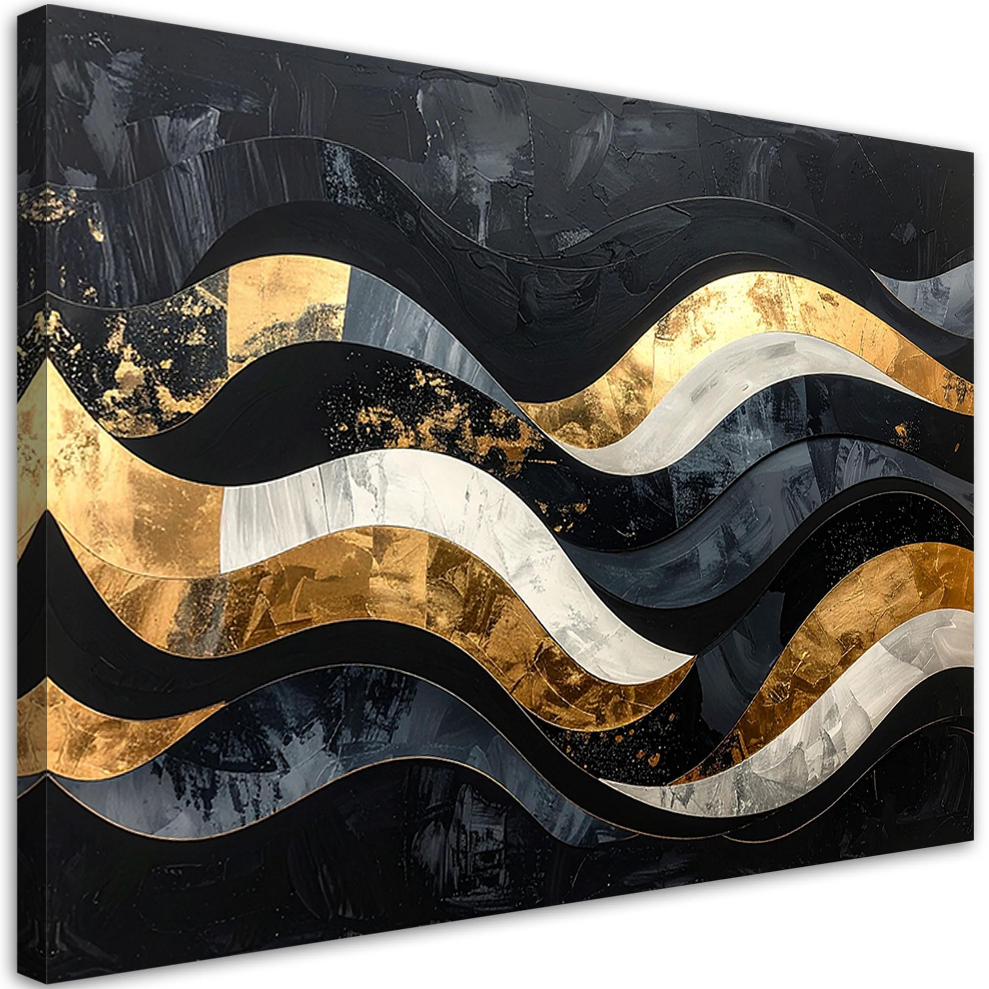 LEINWANDBILD Abstraktion 45x30cm - Schwarz, Textil (45/30cm) - Feeby