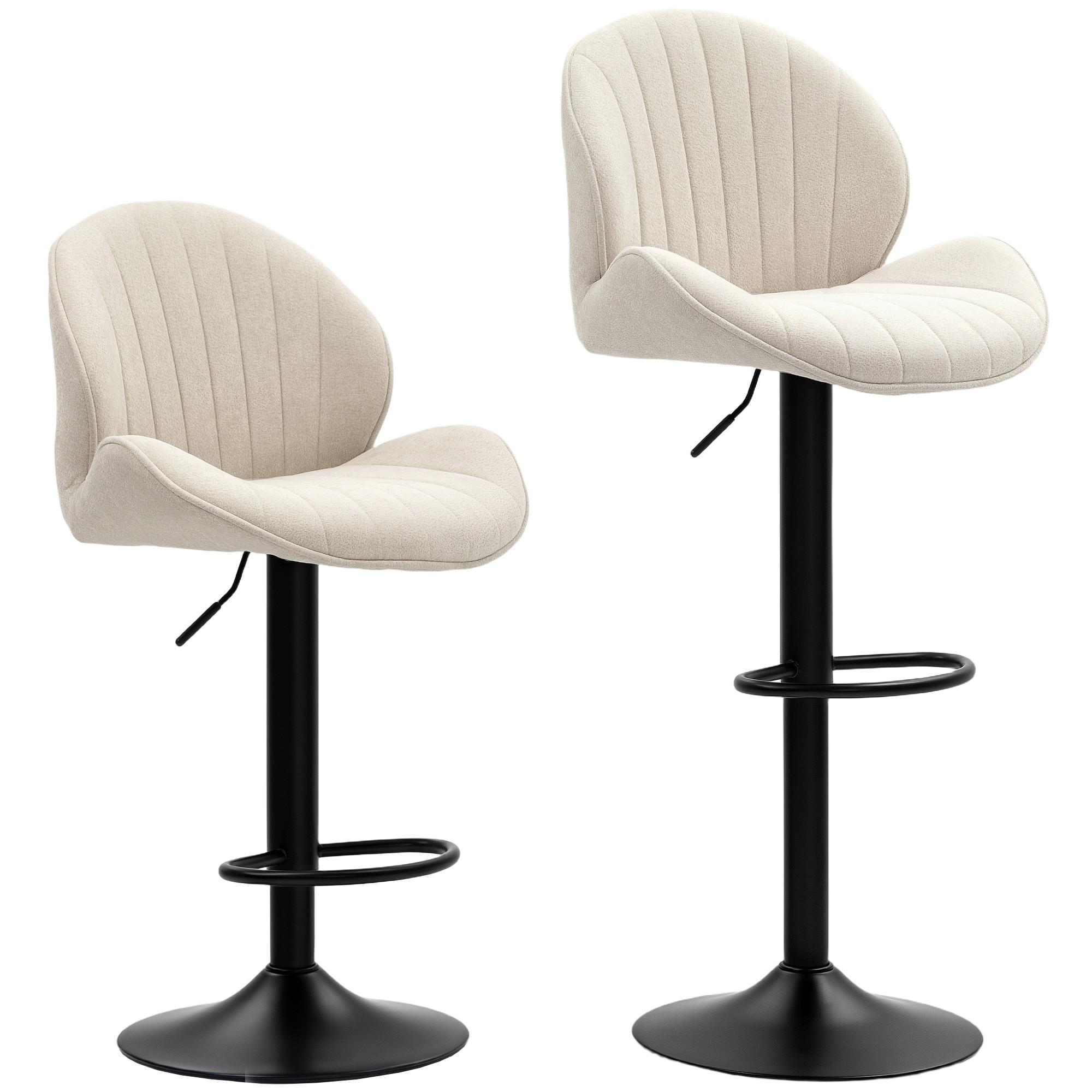 BARHOCKER 2er Set Polyester Stahl Beige - Beige/Schwarz, Textil/Metall (48/115/50cm) - HOMCOM