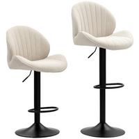 BARHOCKER 2er Set Polyester Stahl Beige - Beige/Schwarz, Textil/Metall (48/115/50cm) - HOMCOM