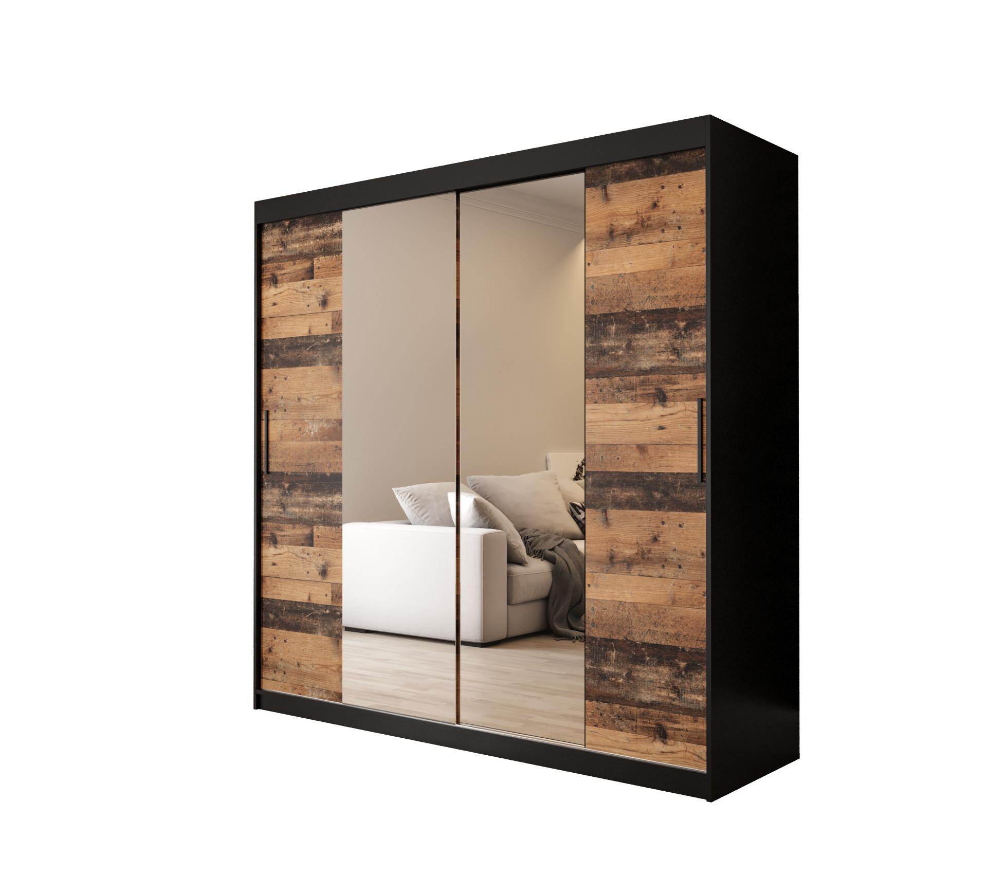 SCHWEBETÜRENSCHRANK 200/200/62 2-türig - Eichefarben/Schwarz, Holz/Kunststoff (200/200/62cm) - MÖBEL KRYSPOL