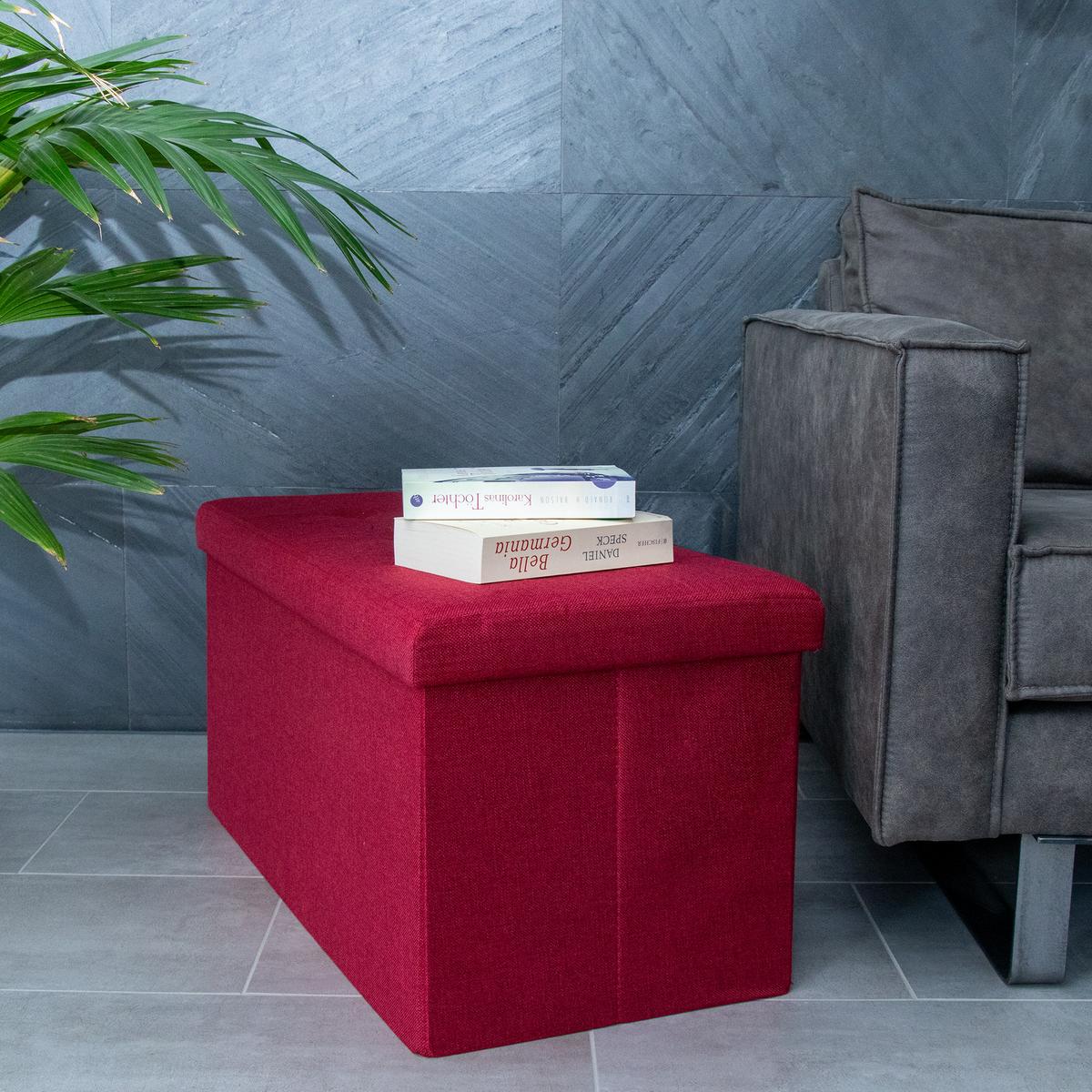 SITZTRUHE Faltbar 76/38/38 cm (Rot) - Bordeaux, Textil (38/38/76cm) - Intirilife
