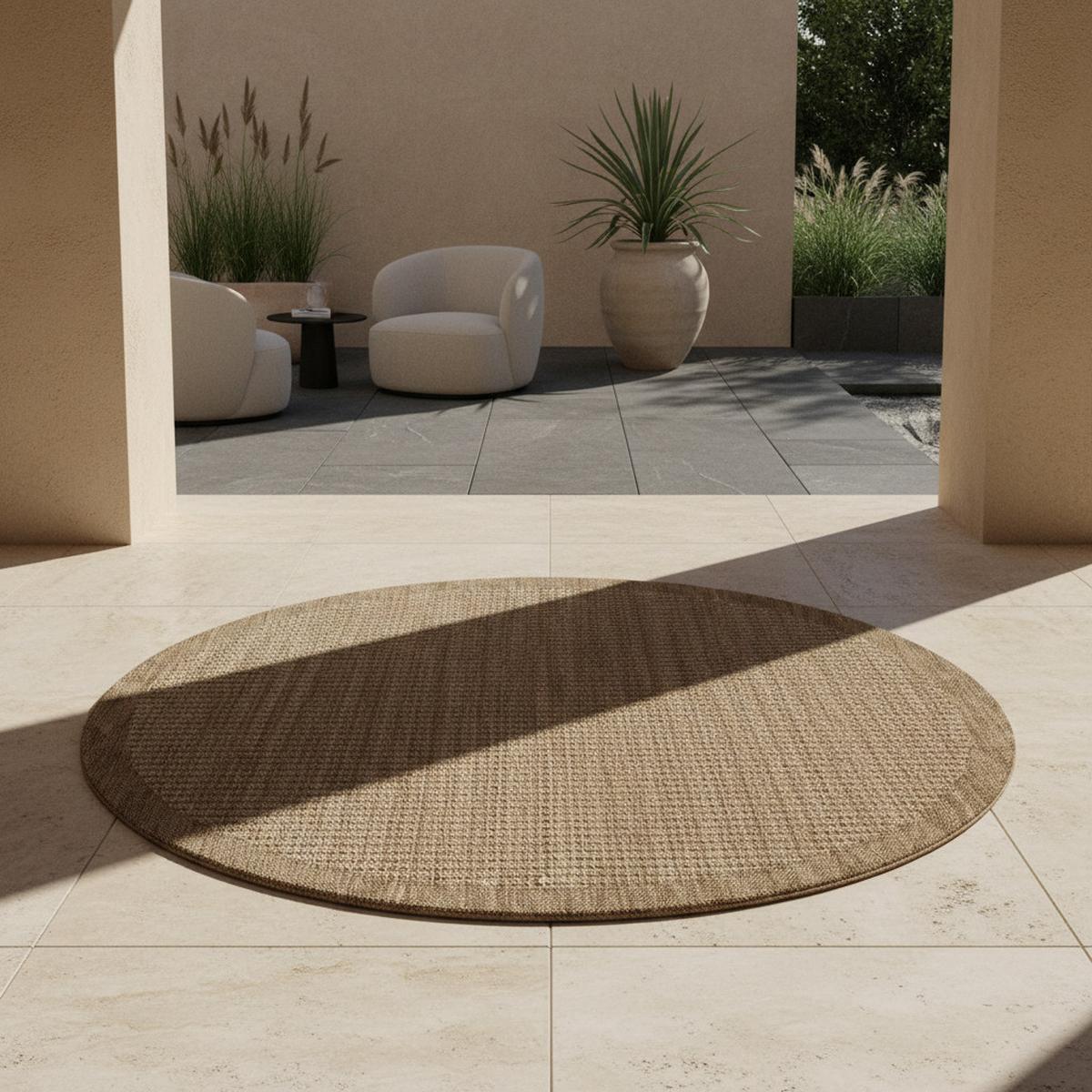 TEPPICH Outdoor DAFNE in Braun, einfarbig, Ø 200 cm - Braun, Textil (200/200cm) - KADIMA DESIGN