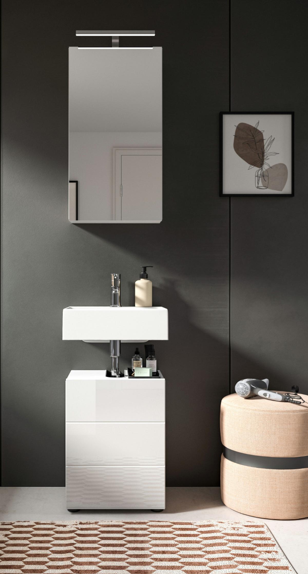 SPIEGELSCHRANK weiß 38 x 77 cm, Badschrank 1-türig mit Spiegel - Weiß, Glas/Holzwerkstoff (38/77/18cm) - Inn.Furn