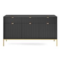 SIDEBOARD Vellore Schwarz mit goldenen Metallbeinen 154 cm - Goldfarben/Schwarz, Holzwerkstoff/Metall (154/83/39cm) - Selsey