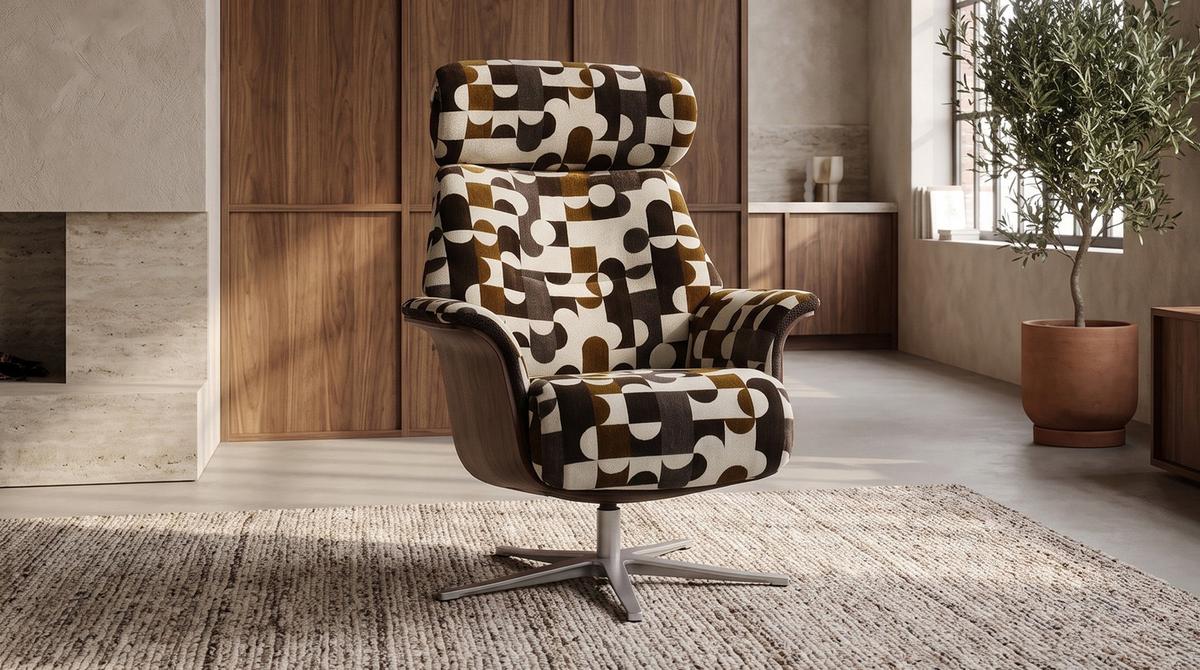 RELAXSESSEL TOSAR Braun Webstoff Relaxfunktion - Silberfarben/Braun, Textil/Metall (83/110/89cm) - KAWOLA