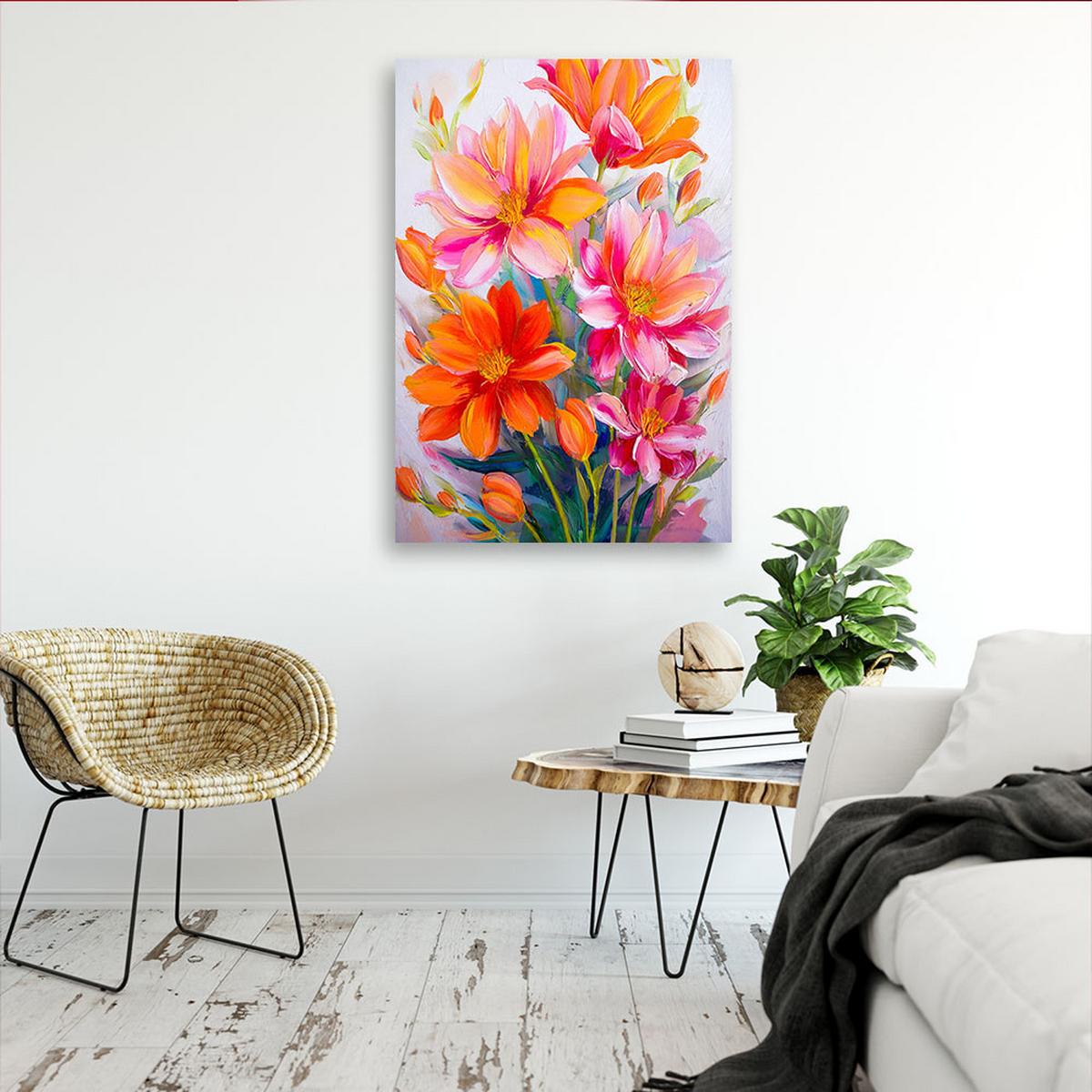LEINWANDBILD Blumen 70x100cm - Multicolor, Textil (70/100cm) - Feeby