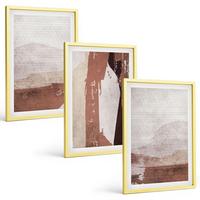 BILDER SET 3er Set - 40x60 cm Goldrahmen - Braun-beige abstrakte Muster - Goldfarben, Kunststoff (40/60cm) - TULUP