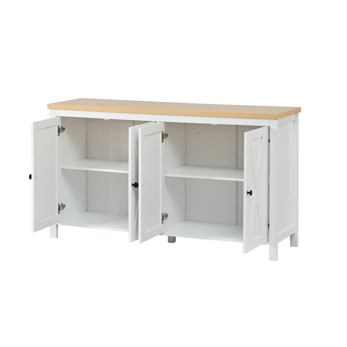 SIDEBOARD Weiß 4 Türen Multifunktional Schrank mit 2 Partitionen - Weiß, Holzwerkstoff (140/78/40cm) - Urban Meuble