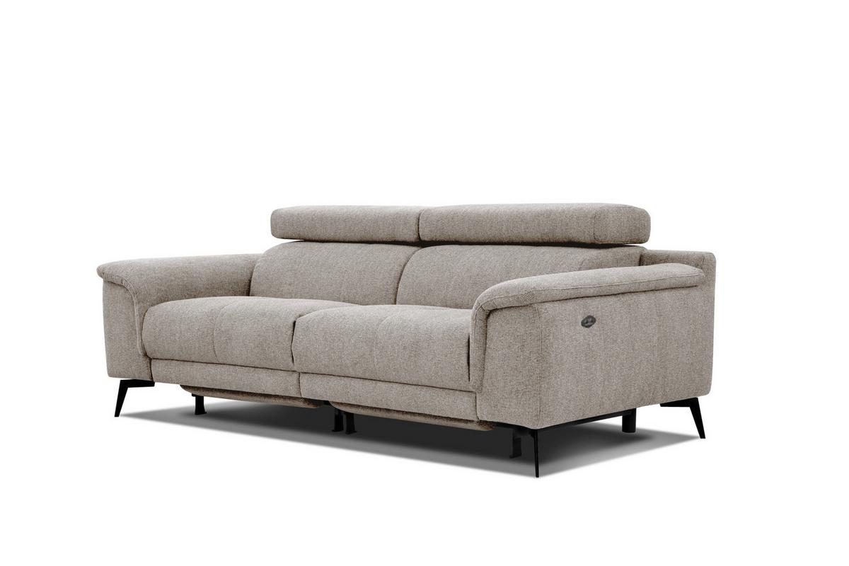 RELAXSOFA FIERO 3-Sitzer mit 2 Relaxfunktionen, taupe - Taupe/Schwarz, Holzwerkstoff/Textil (212/82/103cm) - Wozimo