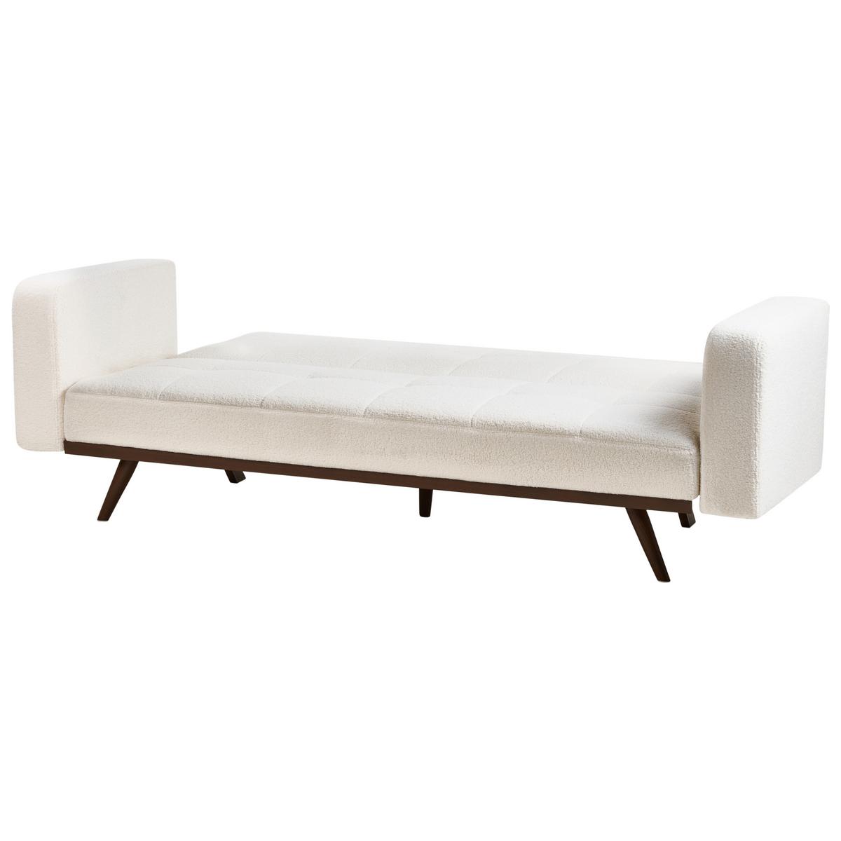 SCHLAFSOFA 3-Sitzer Bouclé Cremeweiß Hjulby - Creme, Textil (220/90/82cm) - Beliani