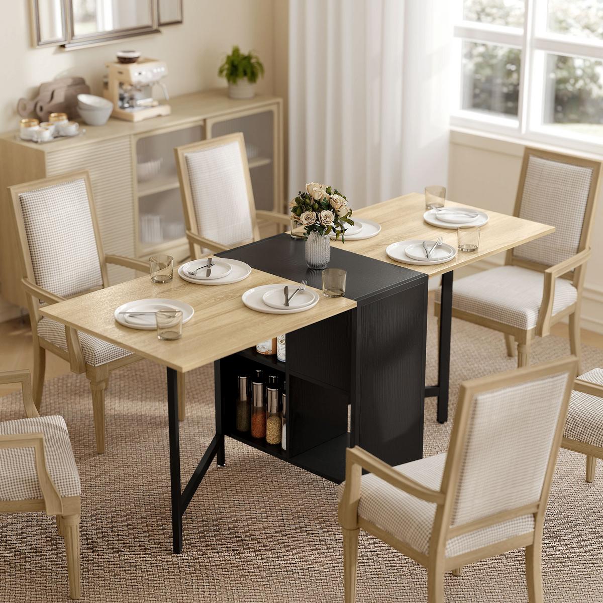 KLAPPTISCH Esstisch Beistelltisch Eiche Metallrahmen Küche Wohnzimmer Braun+Schwarz - Schwarz/Braun, Holzwerkstoff/Metall (169/60/75cm) - HOMCOM