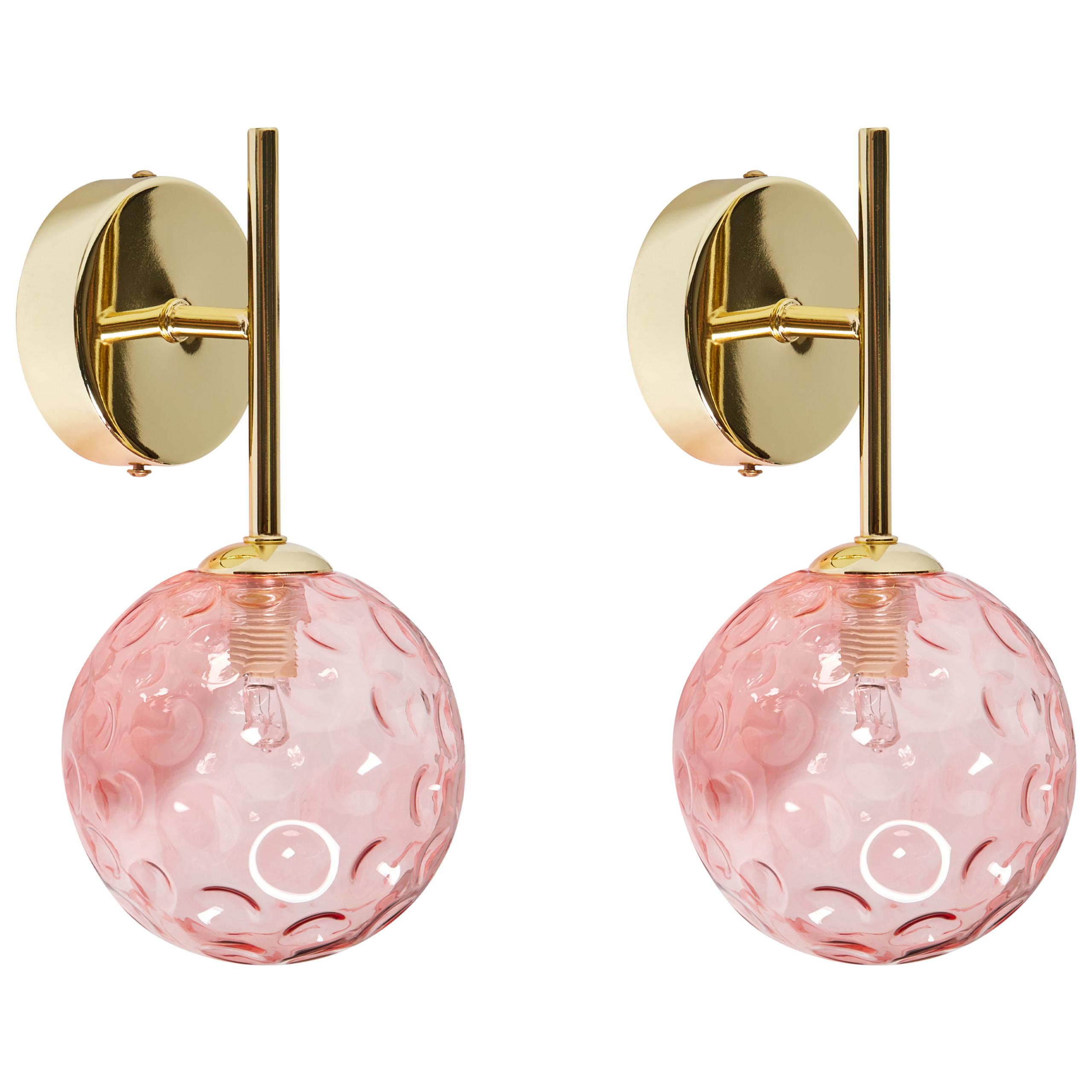 WANDLAMPE Gold Anadyr - Pink/Goldfarben, Glas (14/25/14cm) - Beliani
