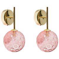 WANDLAMPE Gold Anadyr - Pink/Goldfarben, Glas (14/25/14cm) - Beliani
