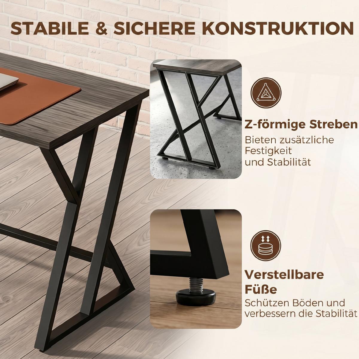 COMPUTERTISCH Spanplatte Metall Grau - Schwarz/Grau, Holzwerkstoff/Metall (120/60/76.5cm) - HOMCOM