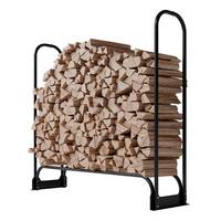 KAMINHOLZREGAL mit Abdeckung - Schwarz, Metall (130/117/36cm) - Juskys