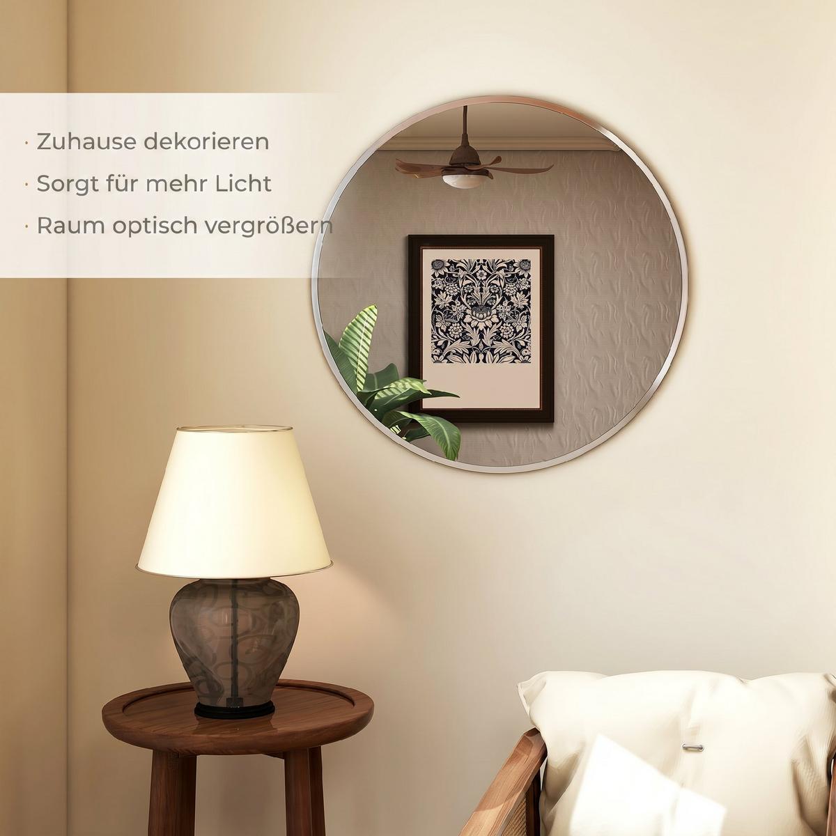 WANDSPIEGEL Aluminiumlegierung Glas Silber - Silberfarben, Metall (1/61/61cm) - HOMCOM