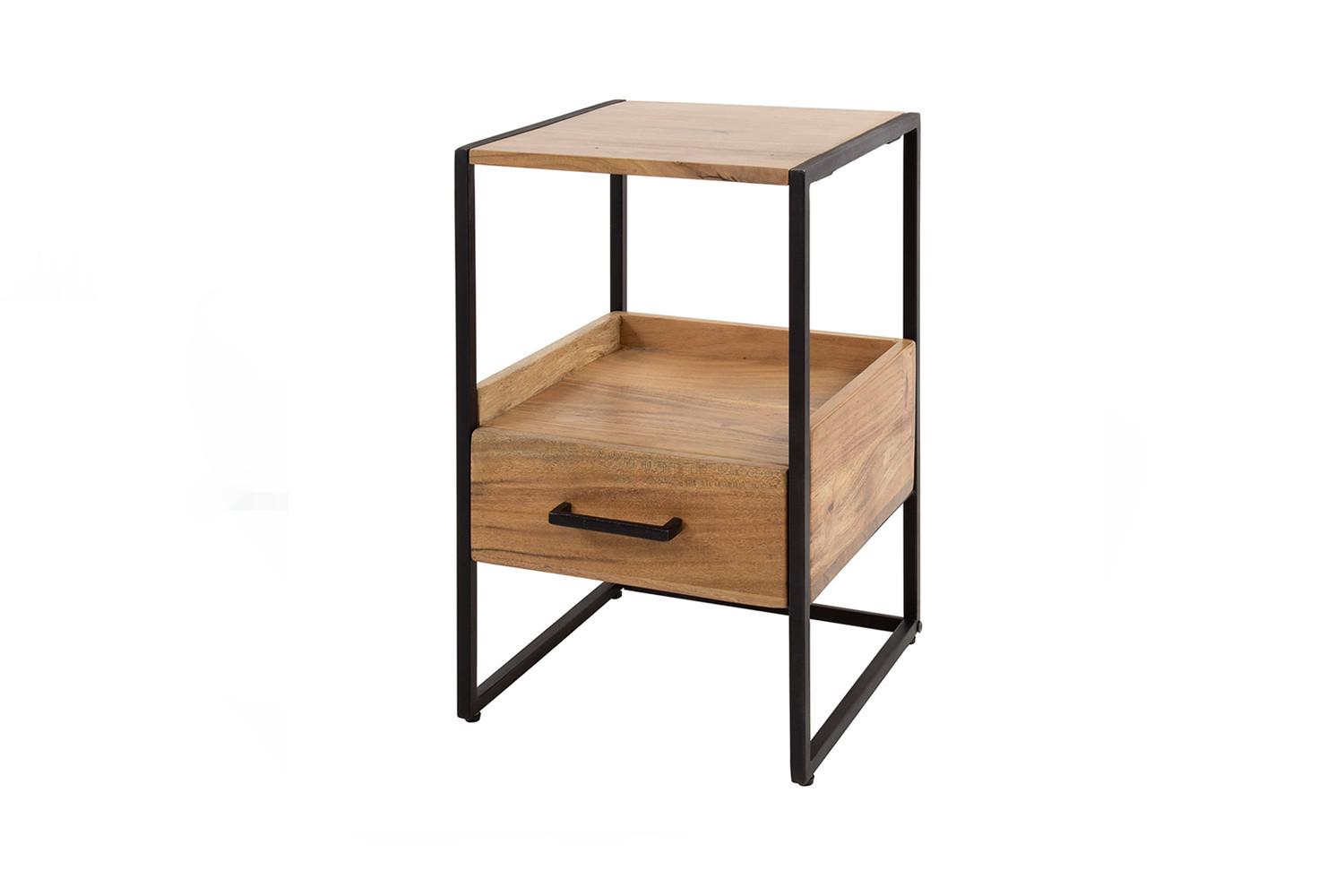 NACHTTISCH SHER Holz Akazie - Zwetschgeholzfarben, Holz (35/55/35cm) - KAWOLA