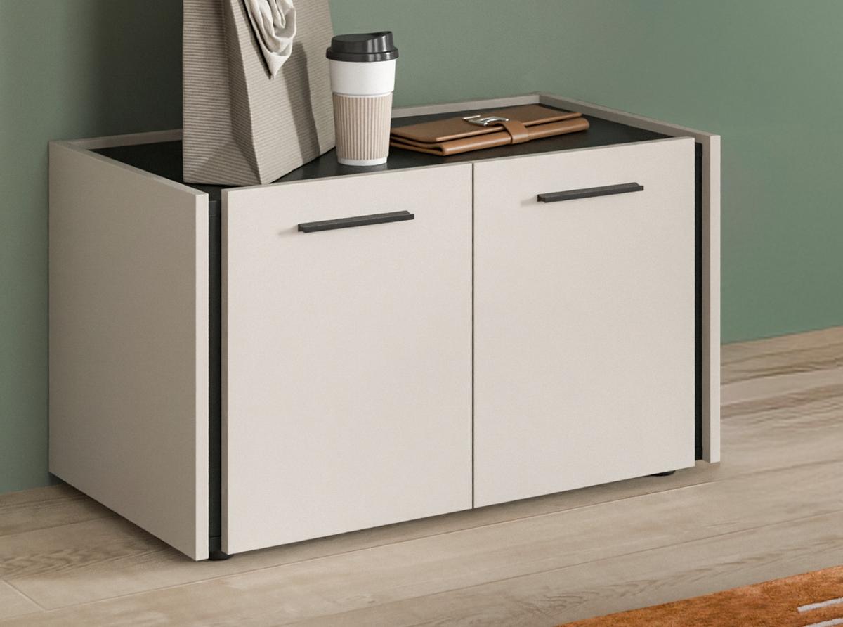 GARDEROBENBANK Kaschmir 75 x 43 cm, Schuhbank mit Soft-Close - Kaschmir/Schwarz, Holzwerkstoff/Kunststoff (75/43/40cm) - Inn.Furn