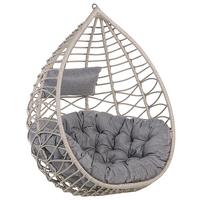 HÄNGESESSEL PE Rattan taupe/grau mit Sitzkissen 97 cm Arsita - Grau, Kunststoff (100/121/97cm) - Beliani