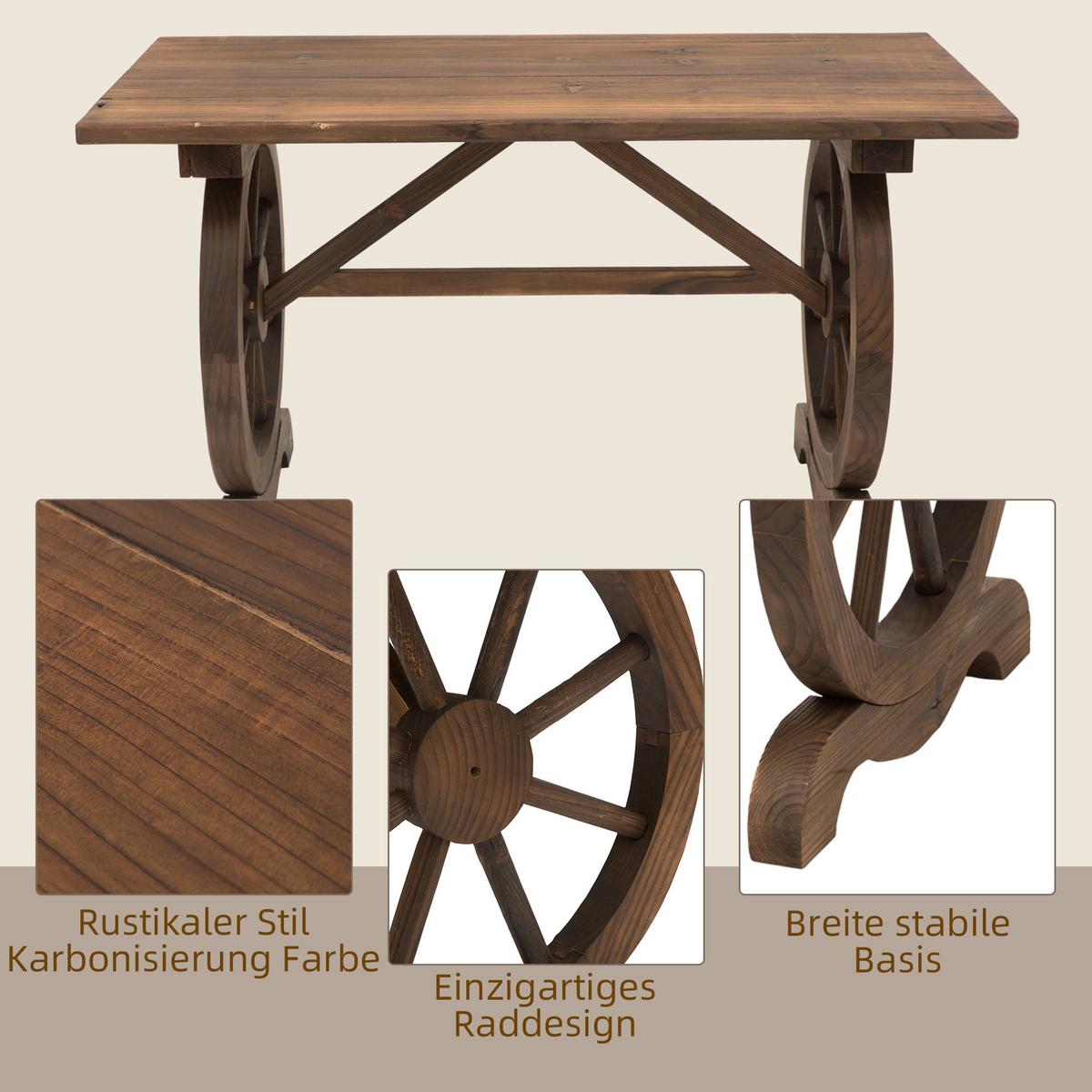 GARTENTISCH, Naturholz, Tannenholz - Naturfarben, Holz (110/60/65cm) - Outsunny