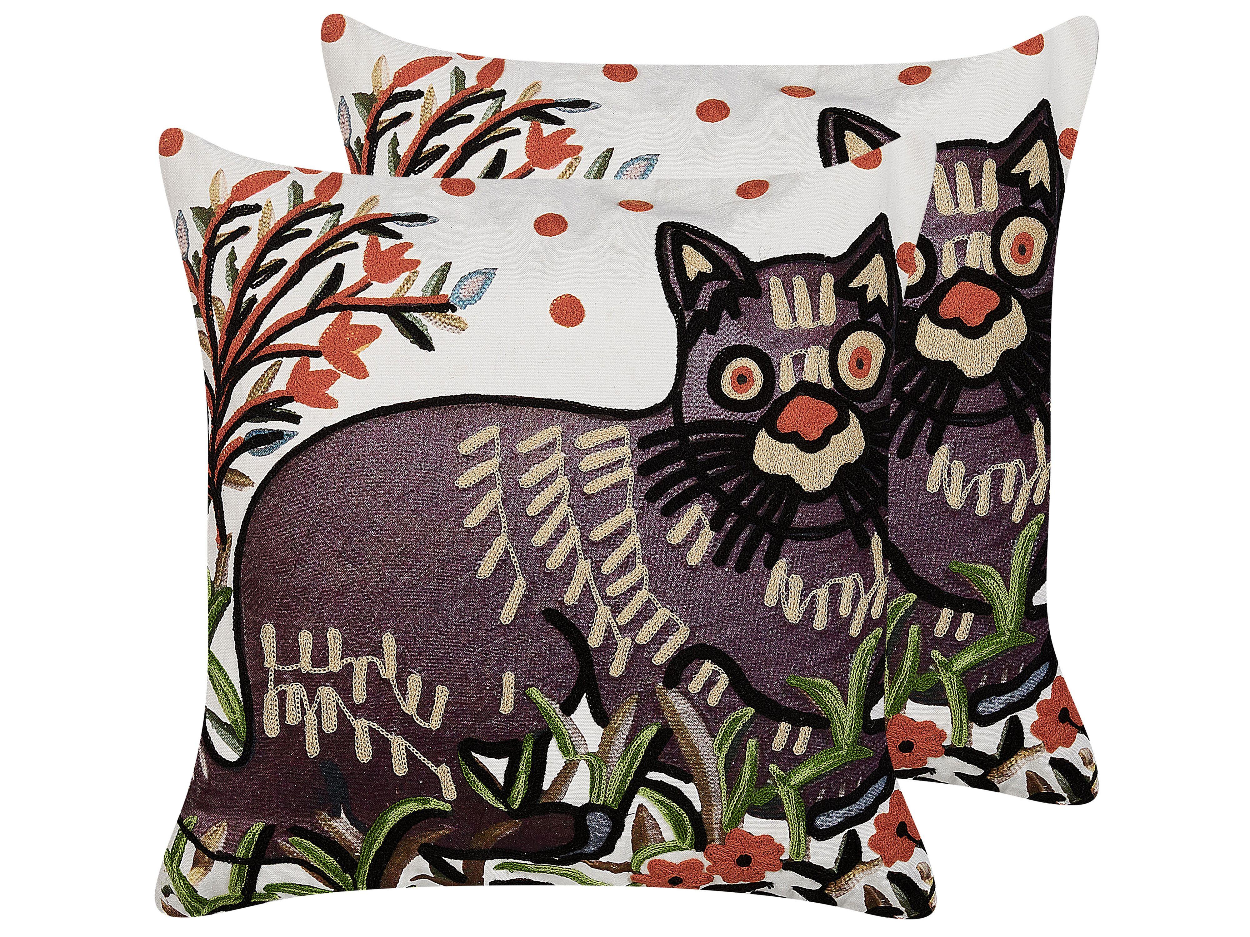 DEKOKISSEN 2er-Set Bunt 50/50 cm Phusro - Multicolor, Naturmaterialien/Textil (50/50cm) - Beliani