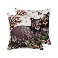 DEKOKISSEN 2er-Set Bunt 50/50 cm Phusro - Multicolor, Naturmaterialien/Textil (50/50cm) - Beliani