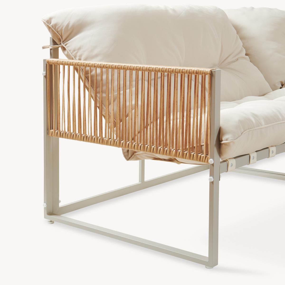 GARTENMÖBEL-SET 4 TLG. Karg - Eichefarben/Beige, Kunststoff/Metall - casa.pro