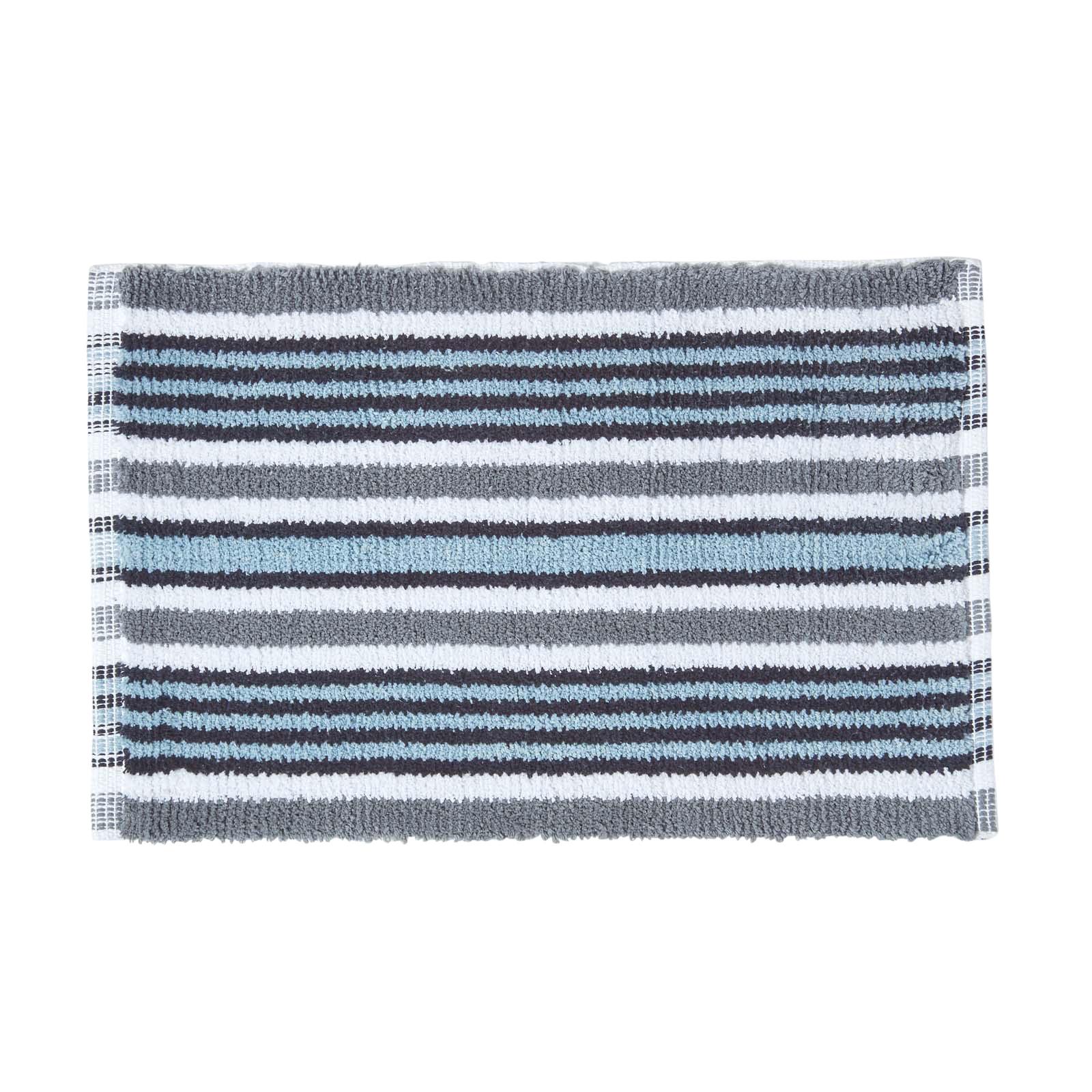 BADEMATTE 40/60 cm gestreift, Baumwolle - Grau, Textil (40/60cm) - Homescapes
