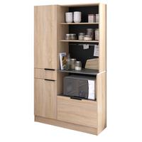 BUFFET Küche Eiche, grau 100 cm Küchenschrank mit viel Stauraum - Eichefarben/Schwarz, Holzwerkstoff/Metall (100/186/45cm) - Parisot Meuble