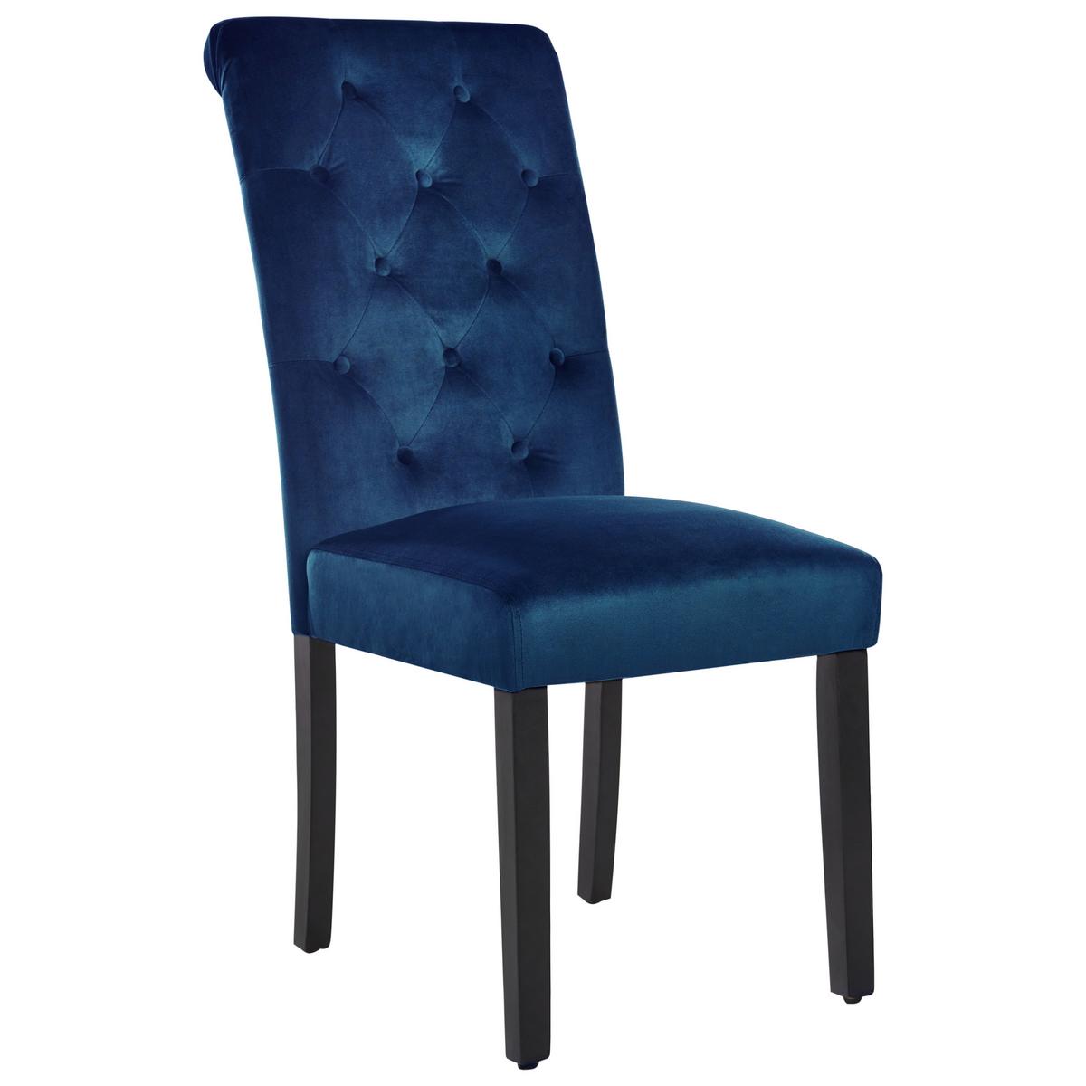 ESSZIMMERSTUHL 2er-Set Samtstoff Dunkelblau Velva - Dunkelblau, Textil (44/99/51cm) - Beliani