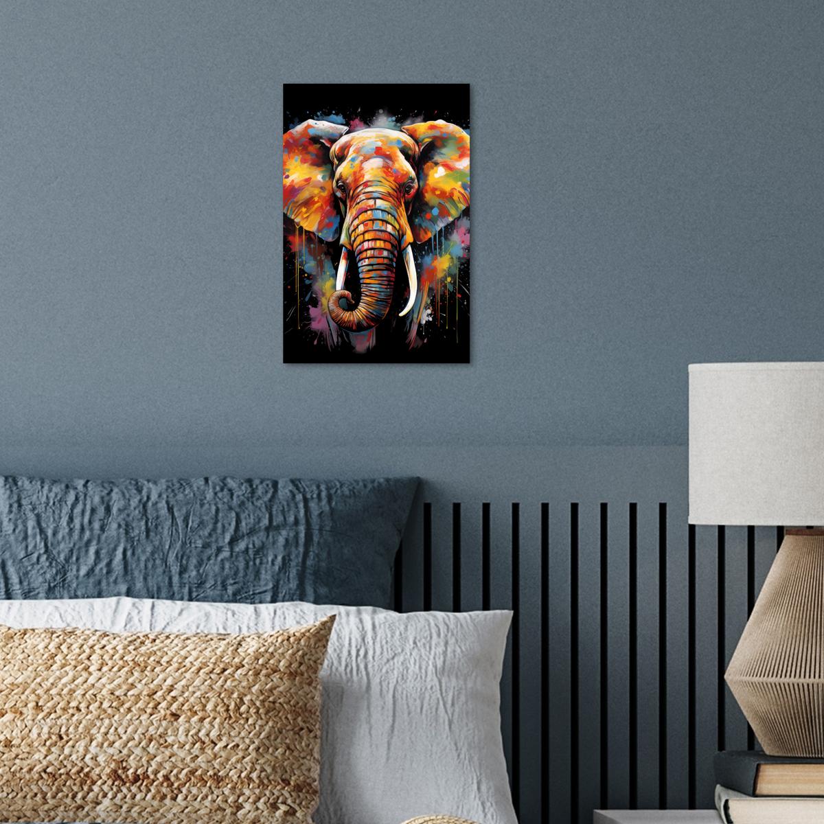 POSTER Elefant - Graffiti - Schwarz - Tiere - Farben Room Decor 20x30 cm - Schwarz, Papier (20/30/0.1cm) - MuchoWow