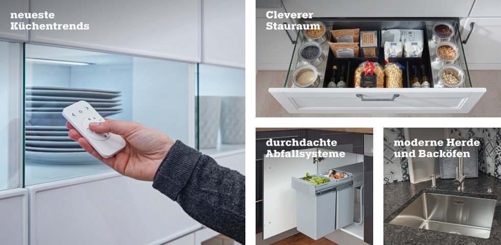 neueste Küchentrends, cleverer Stauraum, durchdachte Abfallsysteme, modernen Herde und Backöfen