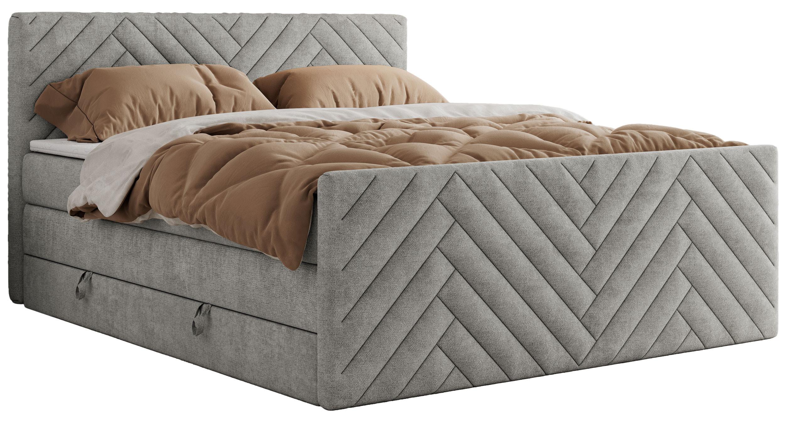 BOXSPRINGBETT PARIS KING DUO - 140/200 - Hellgrau Struktur - H3 - Hellgrau, Holz/Textil (140/200cm) - MKS