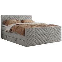 BOXSPRINGBETT PARIS KING DUO - 200/200 - Hellgrau Struktur - H4 - Hellgrau, Holz/Textil (200/200cm) - MKS