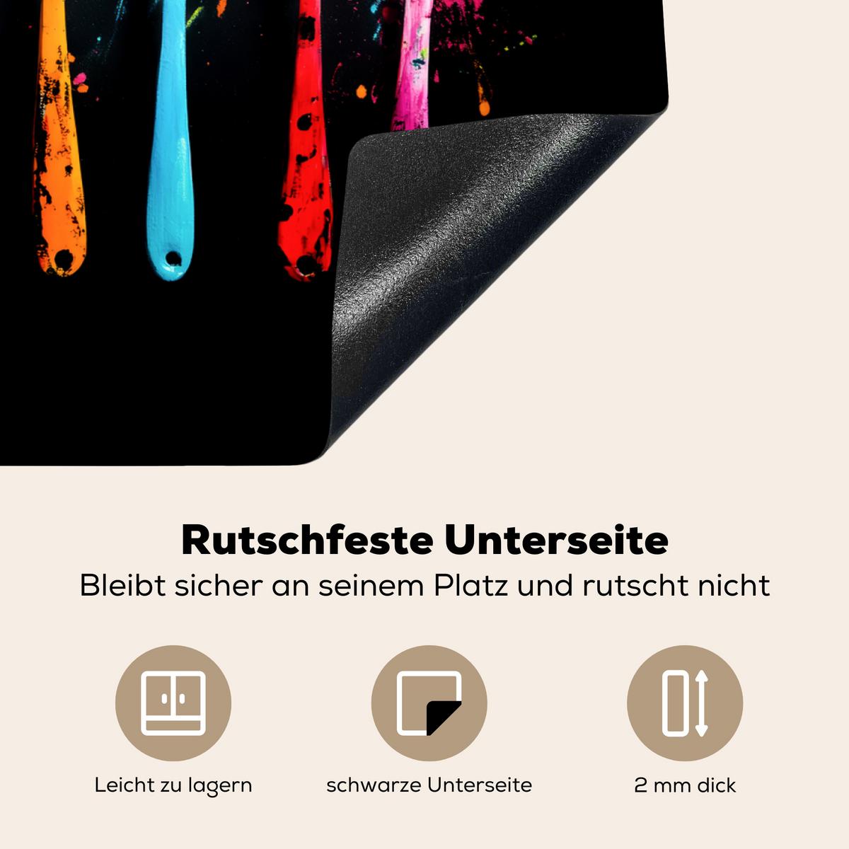HERDABDECKPLATTE Löffel - Gewürze - Modern - Graffiti - Farbe - Farbenfroh Induktionsmatte 71x52 cm - Multicolor, Kunststoff (71/52/0.2cm) - MuchoWow