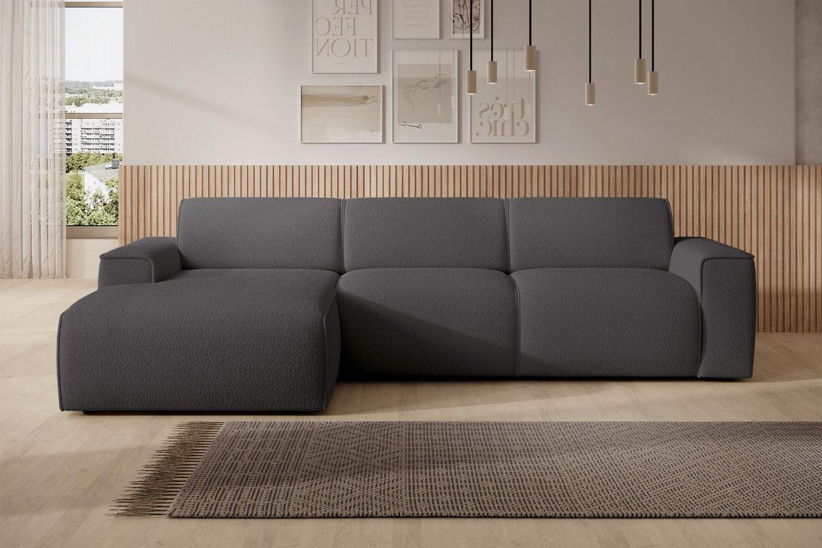 ECKSOFA Bouvi Dunkelgrau links - Dunkelgrau/Schwarz, Kunststoff/Textil (310/165cm) - Selsey