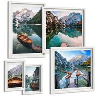 BILDER SET 5er Set - 50x50 cm & 20x30 cm & 40x60 cm Weißer Rahmen - Zarte Rosenblüten für die Küche - Weiß, Kunststoff (40/60cm) - TULUP
