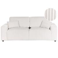 3-SITZER-SOFA Cord Cremeweiß Sandora - Creme, Textil (216/87/98cm) - Beliani